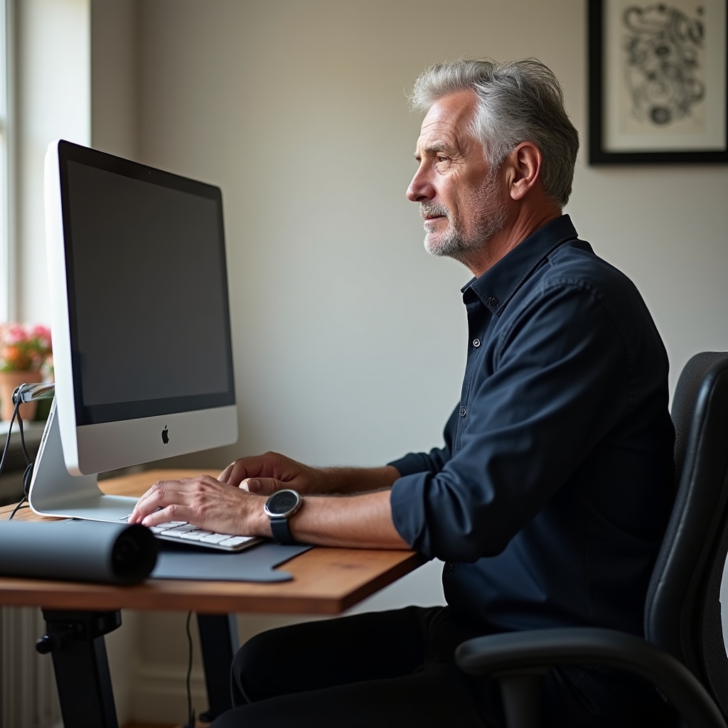 Ergonomic workspace designed for focus and physical comfort during long work sessions