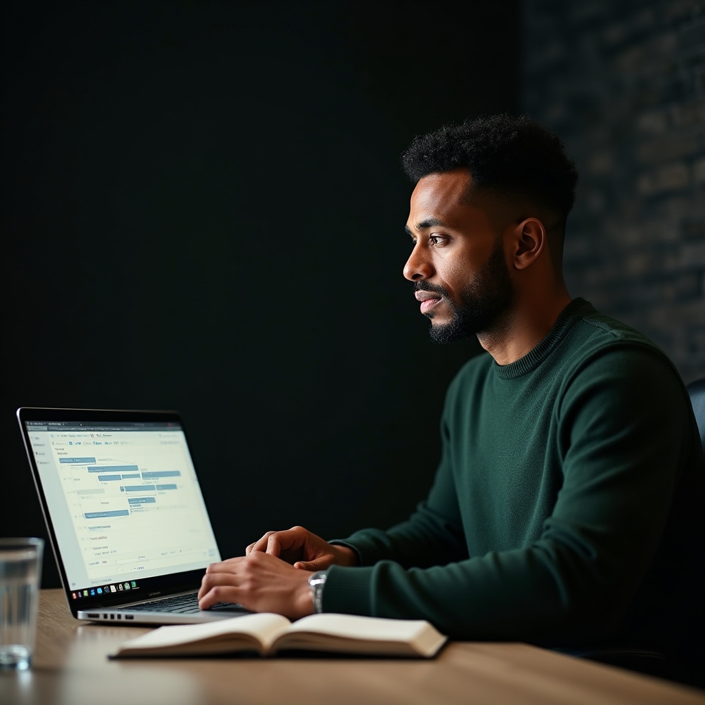 Participant engaged in an online lifestyle design training session on a laptop